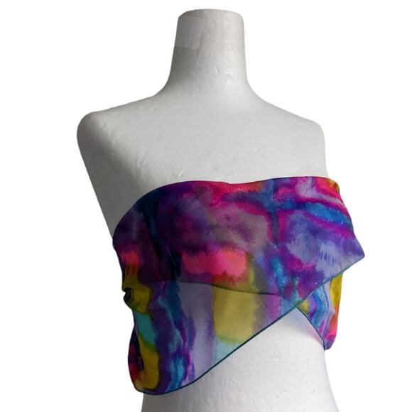 60's Purple Psychedelic Watercolor Abstract Nylon Chiffon Scarf - Picture 2 of 3